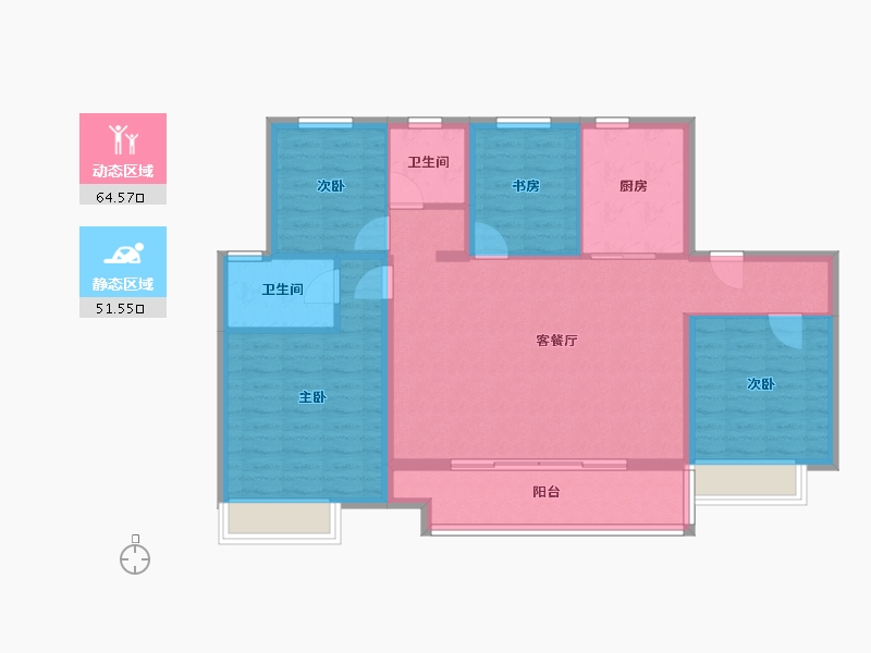 江苏省-无锡市-海伦堡 锦禄府-105.00-户型库-动静分区