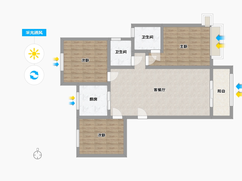 山东省-济宁市-济宁绿地公馆2期-91.79-户型库-采光通风