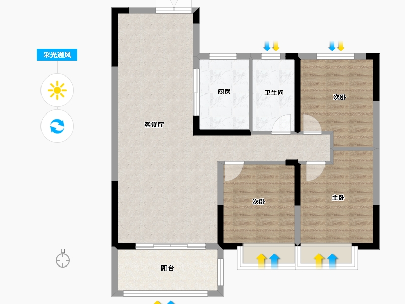 河南省-安阳市-万和城3期-90.00-户型库-采光通风