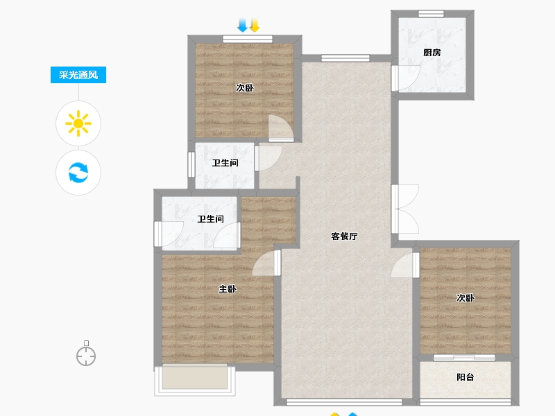 甘肃省-天水市-凯悦新城华府-99.00-户型库-采光通风