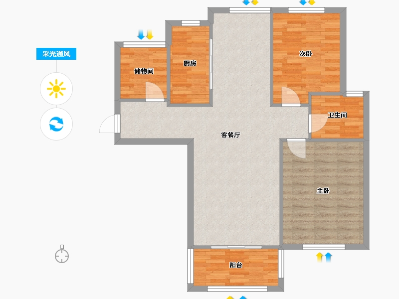 江苏省-南通市-海门中南世纪城-西北区-82.00-户型库-采光通风