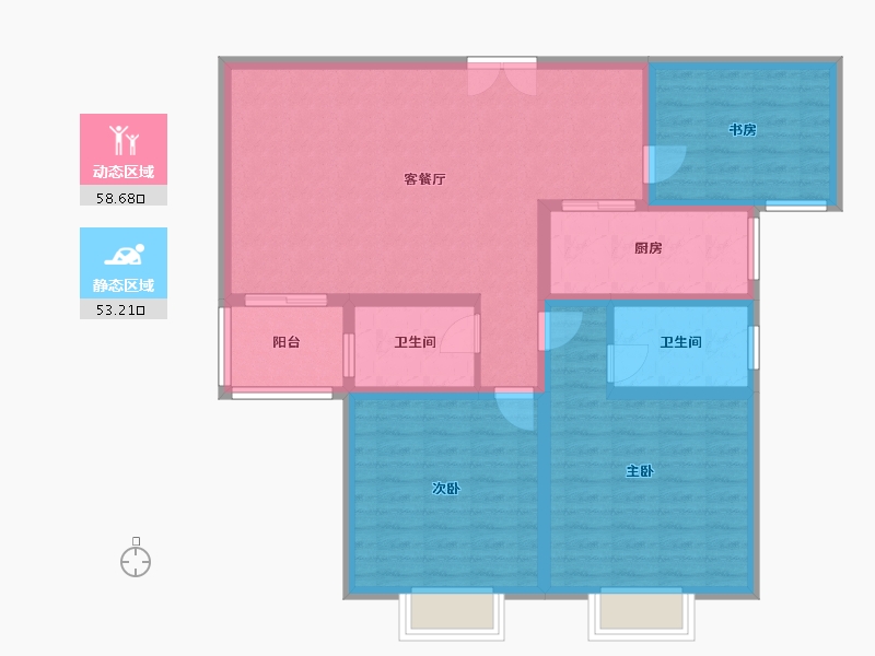 河南省-三门峡市-虢园新居-100.00-户型库-动静分区