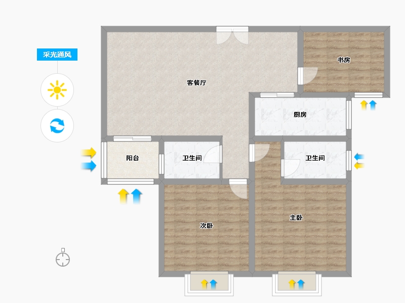 河南省-三门峡市-虢园新居-100.00-户型库-采光通风