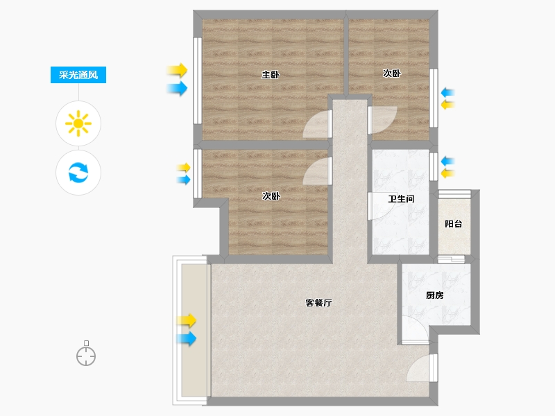 河北省-邯郸市-北湖锦绣-67.83-户型库-采光通风