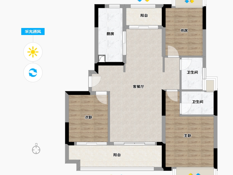 广东省-佛山市-中海云麓公馆-121.00-户型库-采光通风