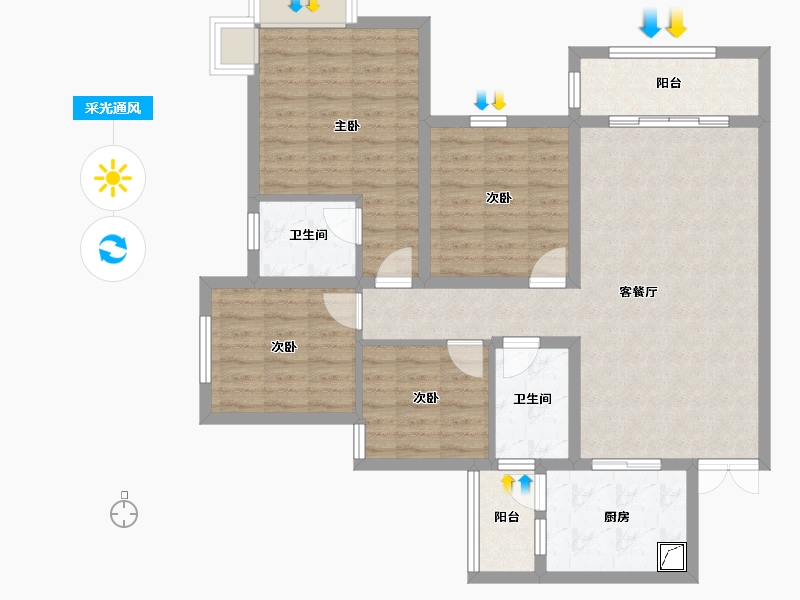 贵州省-毕节市-新城国博城-104.00-户型库-采光通风