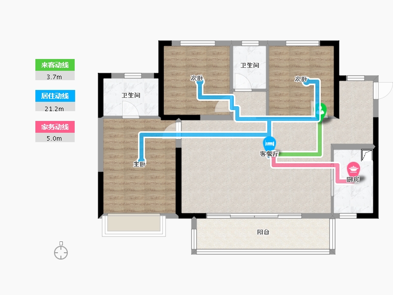 贵州省-贵阳市-绿地国际花都-97.83-户型库-动静线