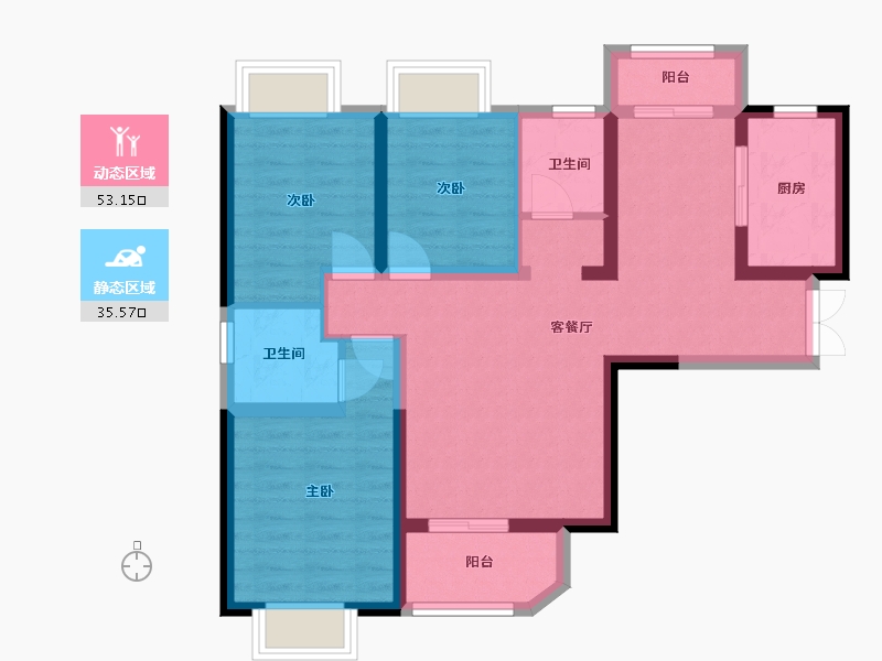 陕西省-西安市-华清学府城-105.00-户型库-动静分区