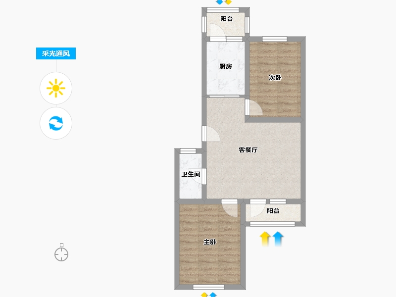 北京-北京市-龙乡中区-53.00-户型库-采光通风