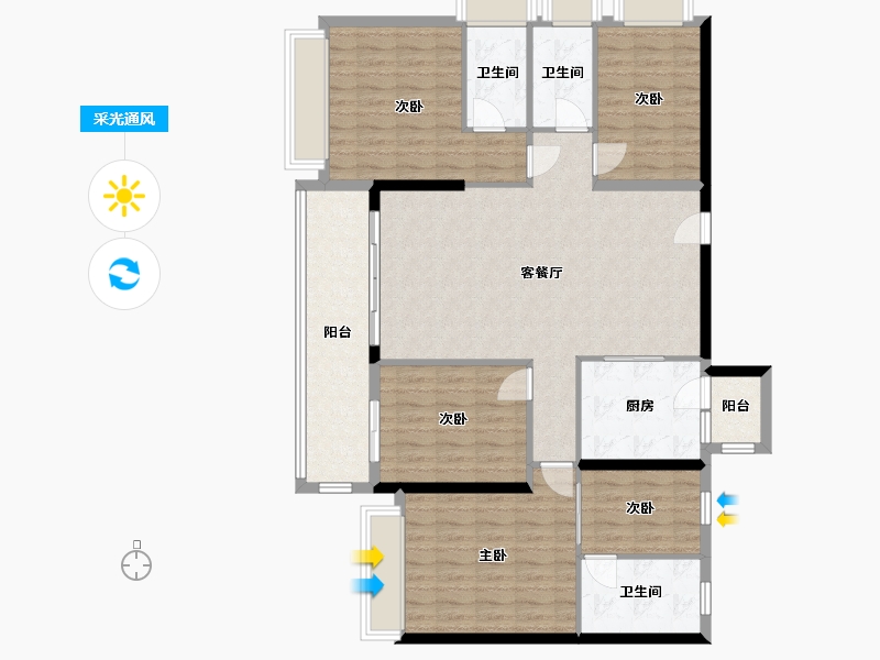 广东省-云浮市-筠城-美丽泷江-127.98-户型库-采光通风