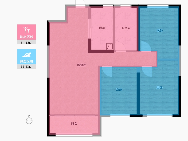 内蒙古自治区-呼和浩特市-金地名京-87.00-户型库-动静分区