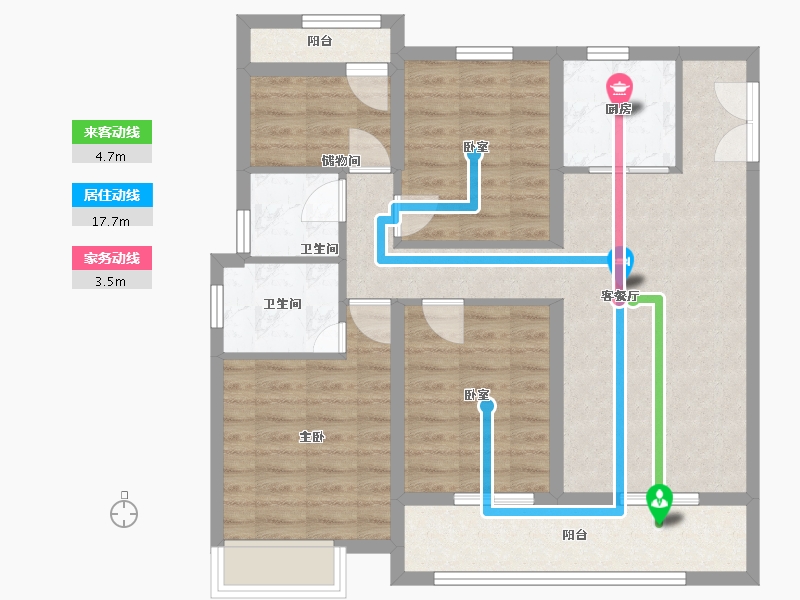 浙江省-台州市-喜悦雅苑-90.00-户型库-动静线