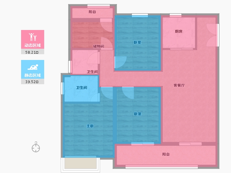 浙江省-台州市-喜悦雅苑-90.00-户型库-动静分区