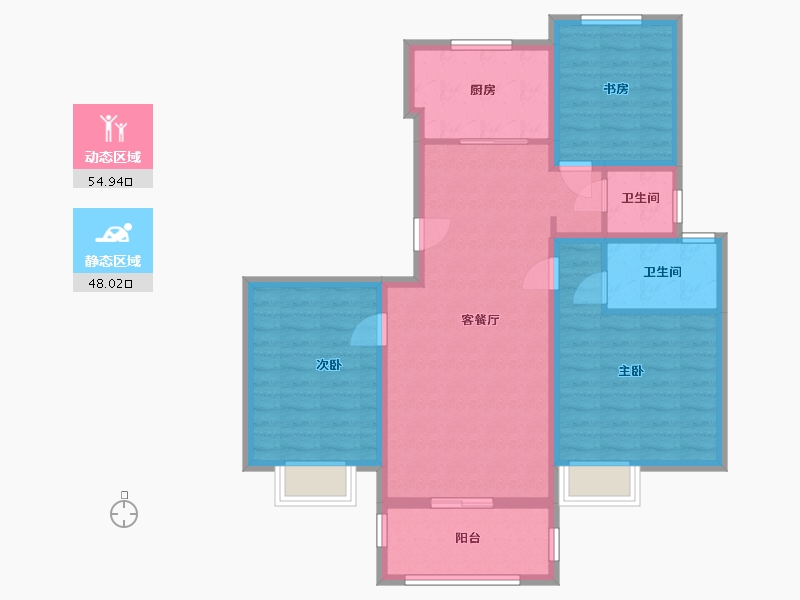 江苏省-南通市-瑞海新福里-92.00-户型库-动静分区