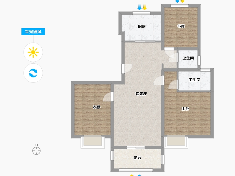 江苏省-南通市-瑞海新福里-92.00-户型库-采光通风