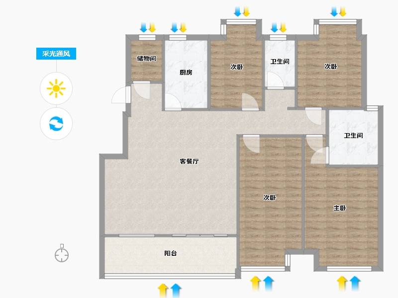 江苏省-南京市-紫金上林苑-130.00-户型库-采光通风