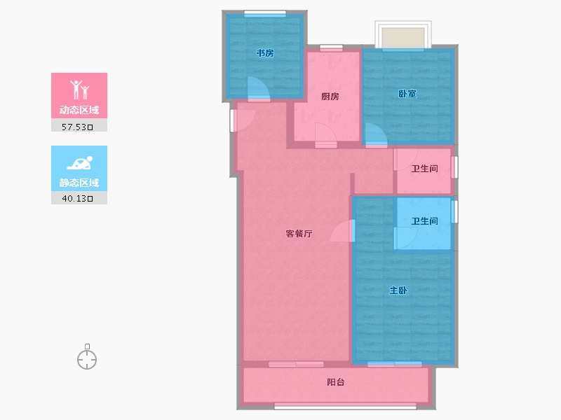 湖北省-武汉市-中粮祥云·地铁小镇-95.00-户型库-动静分区