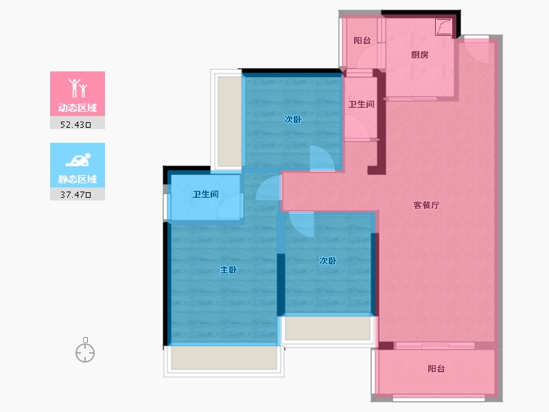 广西壮族自治区-柳州市-万科城-85.00-户型库-动静分区