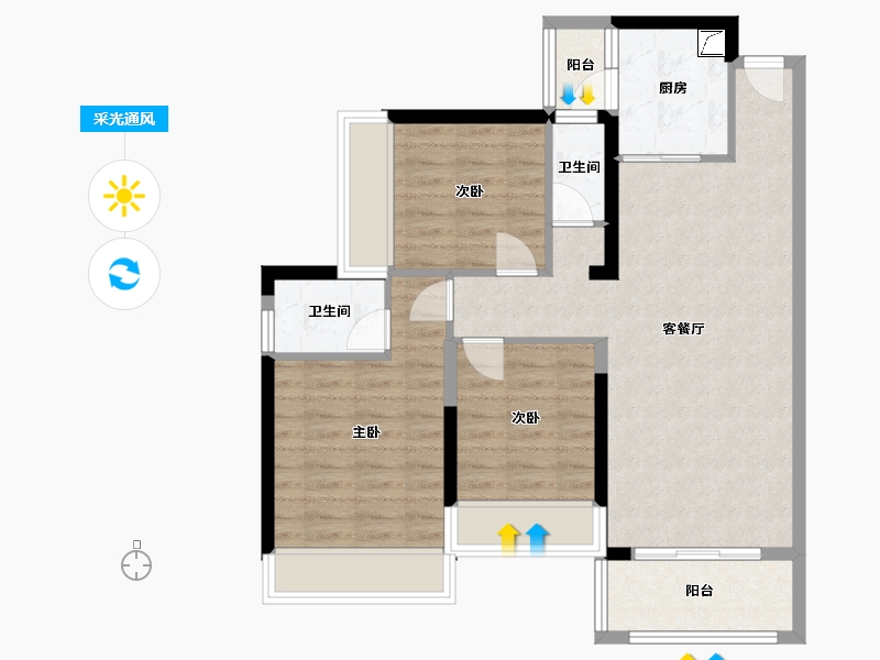 广西壮族自治区-柳州市-万科城-85.00-户型库-采光通风