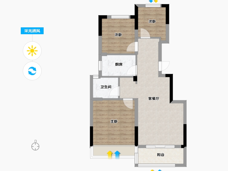 浙江省-嘉兴市-大发德商熙悦花苑-68.85-户型库-采光通风