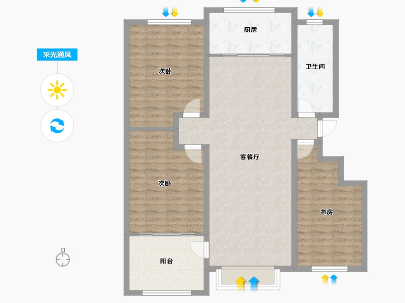 山东省-滨州市-颐和家园-110.00-户型库-采光通风