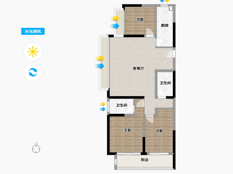 湖北省-荆州市-保利堂悦-102.00-户型库-采光通风