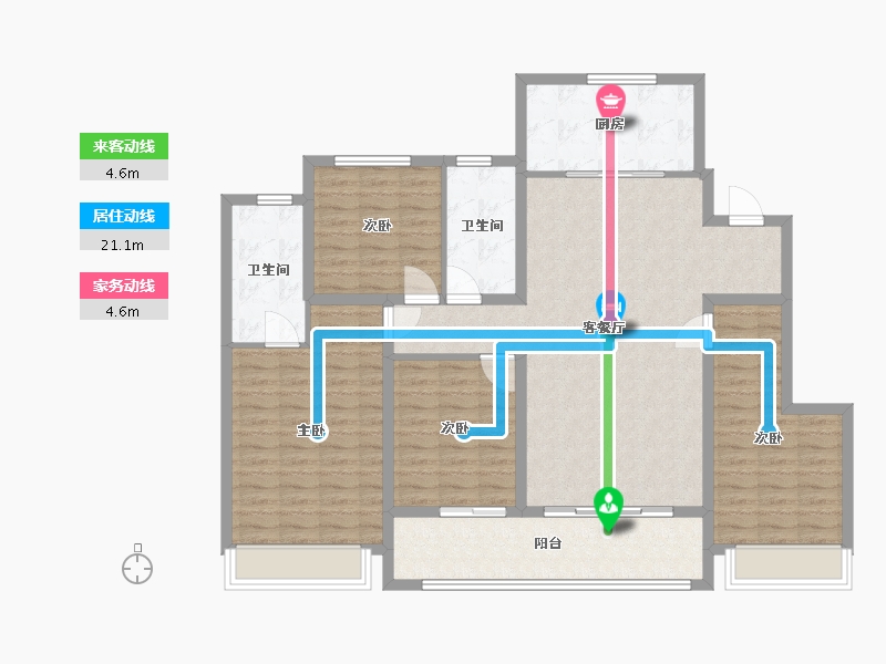 江苏省-徐州市-华润半山悦景-124.99-户型库-动静线