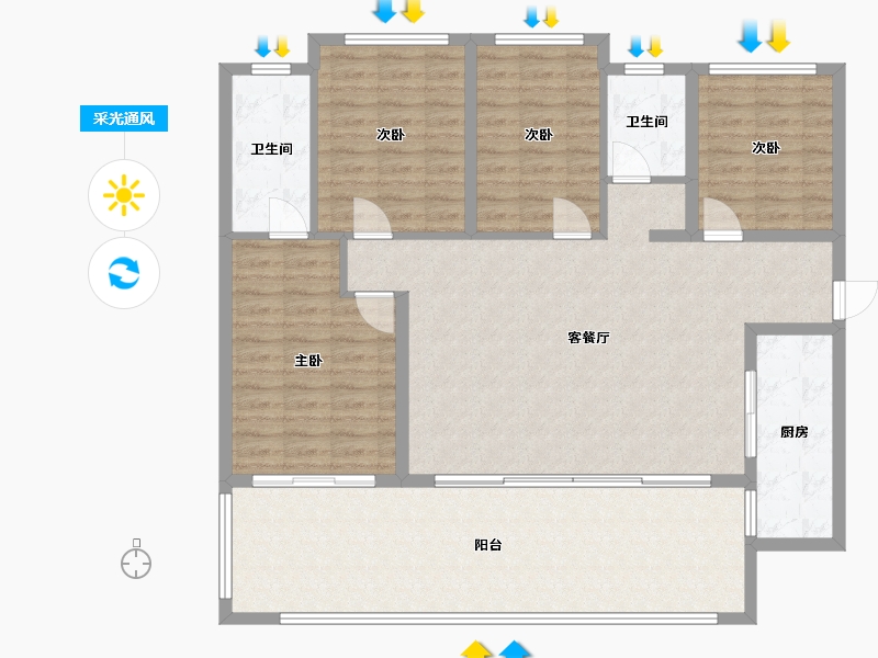 贵州省-六盘水市-凤凰院景-120.00-户型库-采光通风