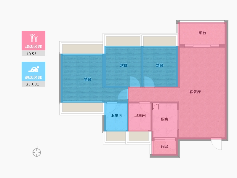 广东省-惠州市-星河丹堤V区-80.00-户型库-动静分区