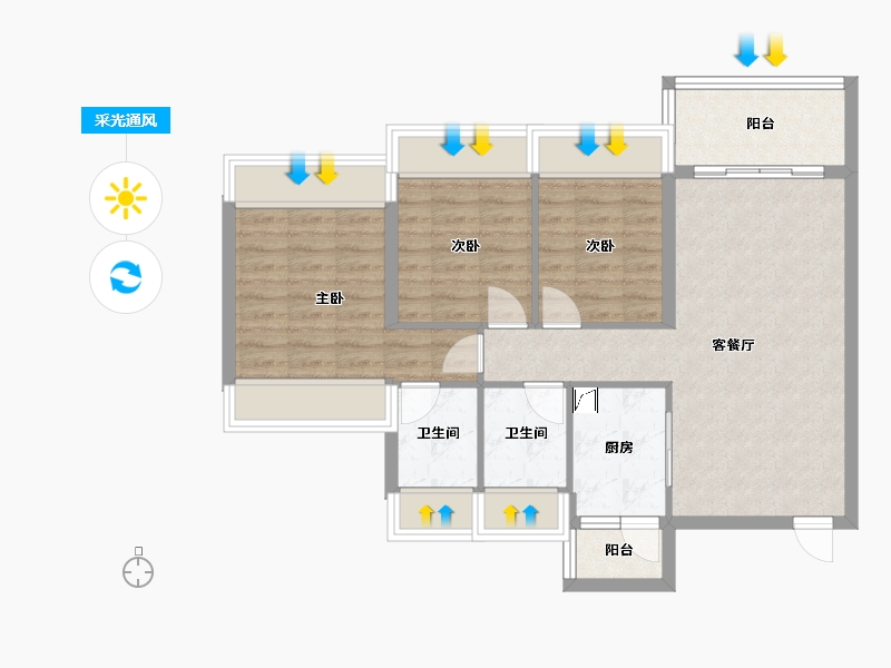 广东省-惠州市-星河丹堤V区-80.00-户型库-采光通风