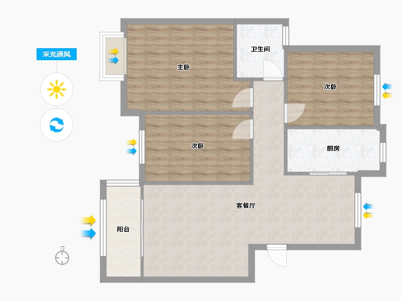 江苏省-扬州市-运河人家-北区-89.00-户型库-采光通风