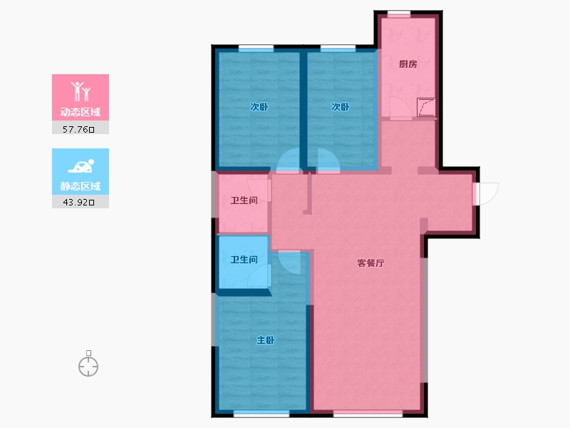 辽宁省-大连市-青云天下-105.00-户型库-动静分区