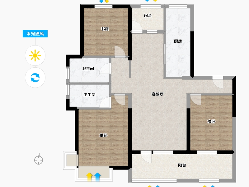 山东省-青岛市-中交中央公元五期-107.00-户型库-采光通风