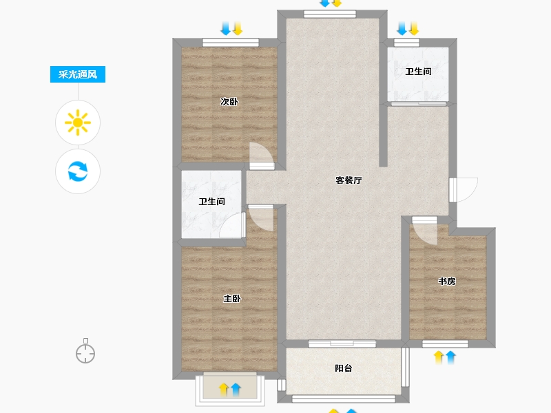 山西省-朔州市-鸿府嘉园-100.00-户型库-采光通风