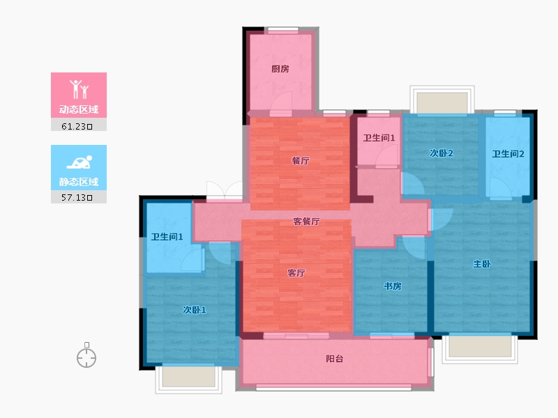 江苏省-南通市-艺景雅居-110.00-户型库-动静分区