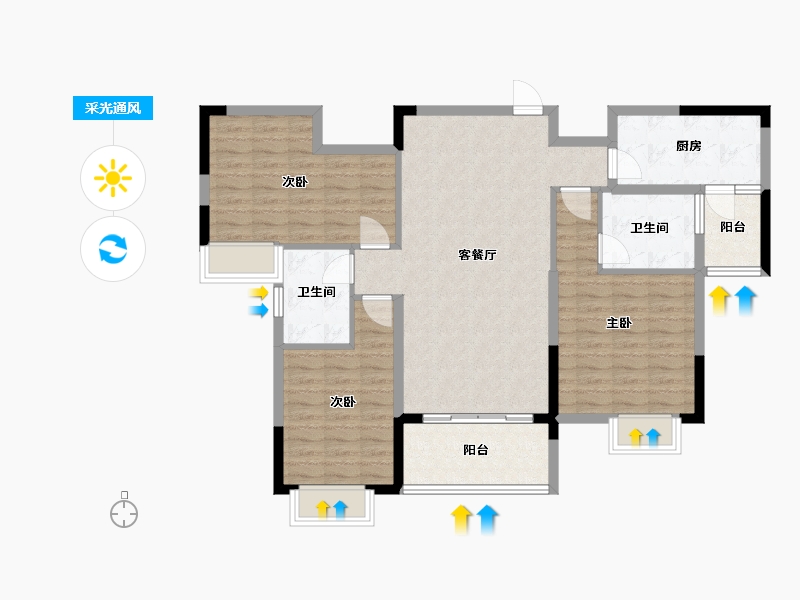 河南省-驻马店市-大地丽都-105.00-户型库-采光通风