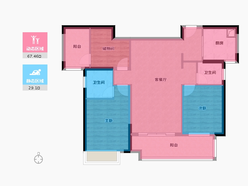 湖南省-长沙市-德奥悦东方-88.00-户型库-动静分区