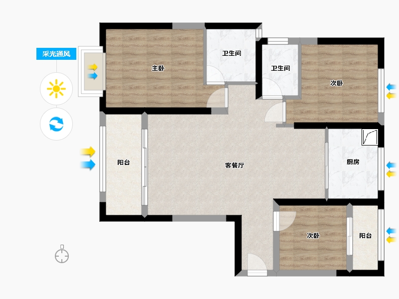 湖南省-长沙市-澳海澜庭-100.00-户型库-采光通风