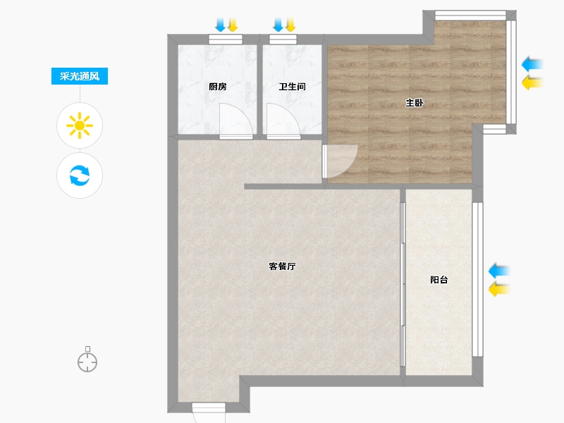 天津-天津市-棕榈园-57.00-户型库-采光通风