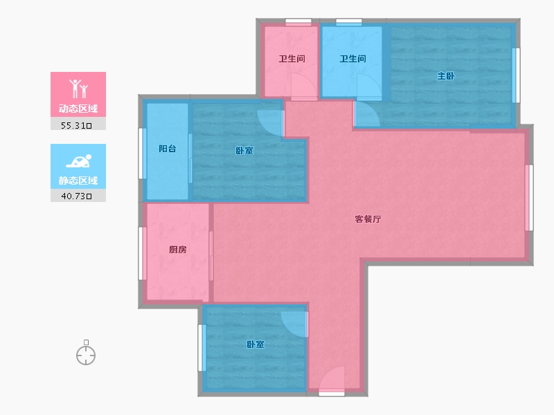 青海省-西宁市-安泰雅苑-96.50-户型库-动静分区