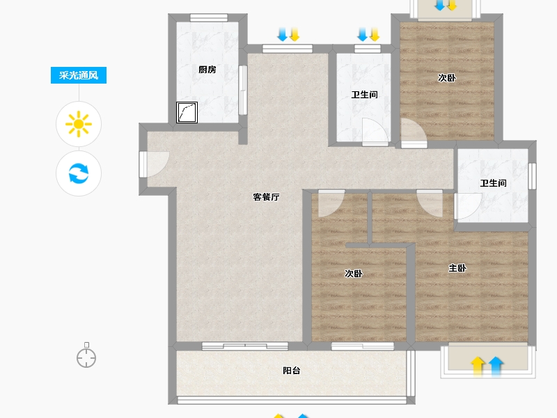 江苏省-无锡市-世贸璀璨时光-100.00-户型库-采光通风