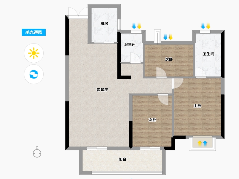 福建省-三明市-宜和佳苑-95.00-户型库-采光通风