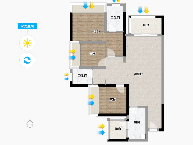 四川省-成都市-锦云天府-90.00-户型库-采光通风