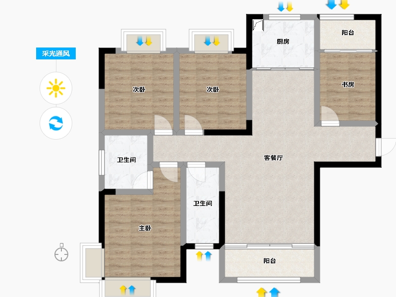 湖南省-湘潭市-九华世纪城·东苑-90.00-户型库-采光通风