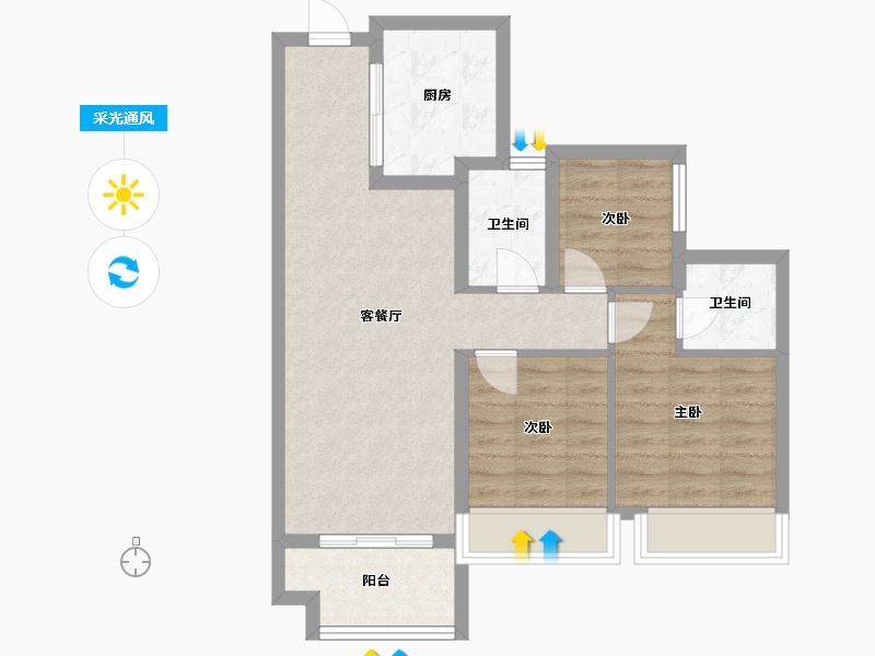 广东省-佛山市-美的时光-78.00-户型库-采光通风