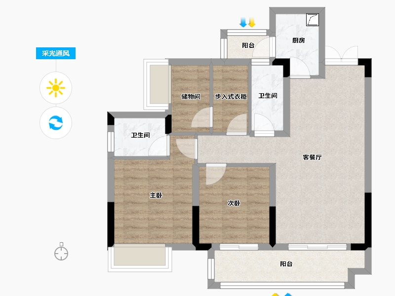 四川省-广安市-学府一号-80.00-户型库-采光通风