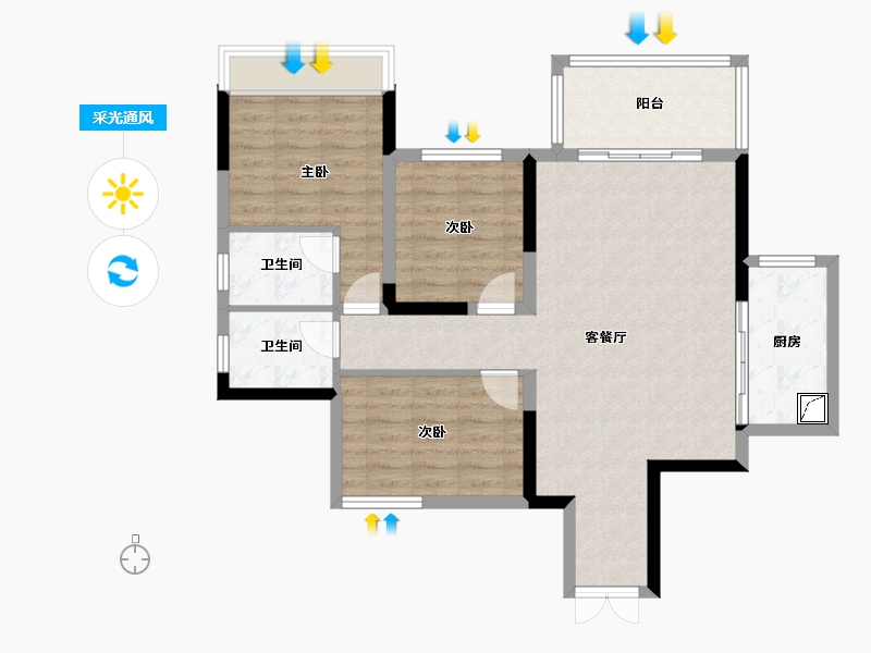 四川省-泸州市-酒城中心-115.00-户型库-采光通风