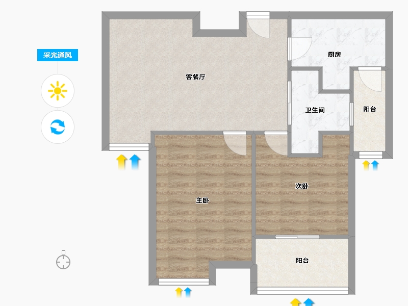 上海-上海市-绿州古猗新苑-66.60-户型库-采光通风