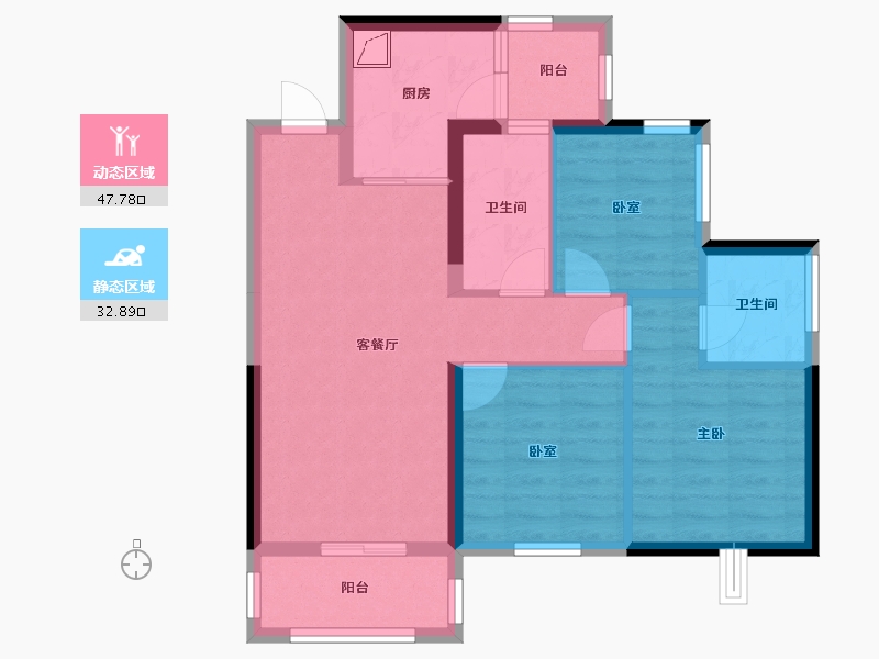 四川省-眉山市-碧桂园天誉-68.00-户型库-动静分区