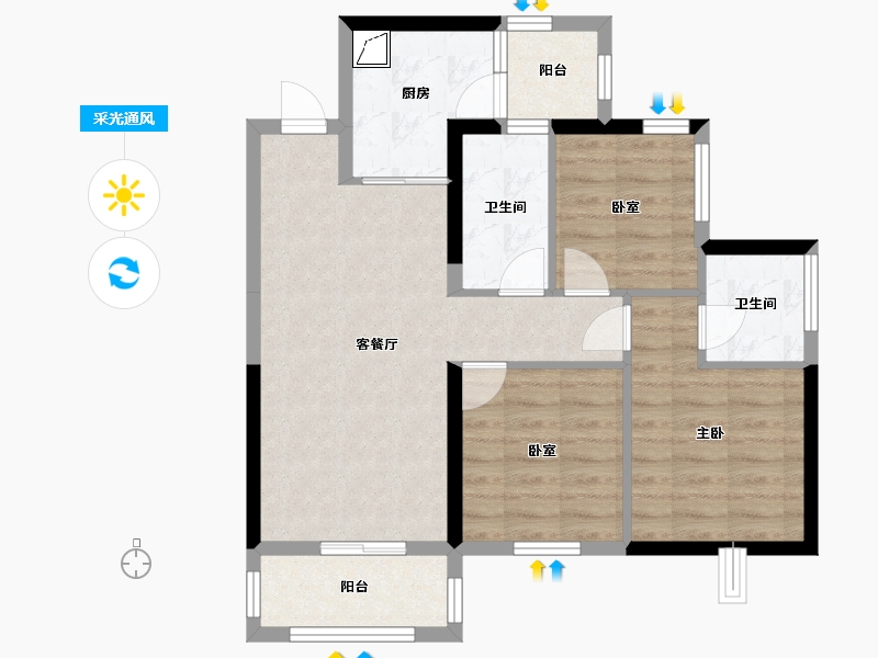 四川省-眉山市-碧桂园天誉-68.00-户型库-采光通风